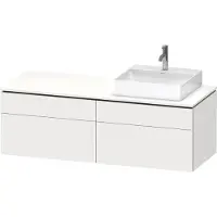 Duravit L-Cube Meuble sous-lavabo en console suspendu, avec plan de toilette en console, 4 tiroirs, vasque à droite, 1420x482x550mm, LC4870R84840000