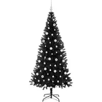vidaXL Sapin de Noël avec 300 LED avec support Noir 210 cm PVC