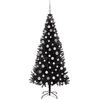 vidaXL Sapin de Noël avec 300 LED avec support Noir 210 cm PVC