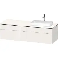 Duravit L-Cube Meuble sous-lavabo en console suspendu, avec plan de toilette en console, 4 tiroirs, vasque à droite, 1620x482x550mm, LC4871R85850000