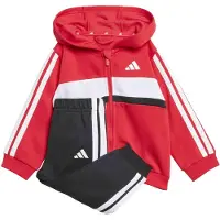 Adidas Survêtement 'ESSENTIALS TIBERIO 3 STRIPES FLEECE' rouge vif / noir / blanc