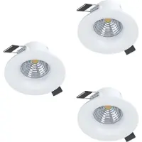 Eglo , lot de 3 spots encastrables Saliceto, spots de plafond dimmables, spots de plafond ronds en aluminium de couleur blanche, lumière blanc chaud, diamètre 8,8 cm