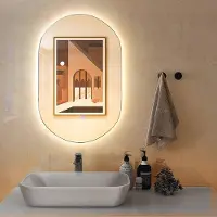 OEM Miroir de salle de bain de 80 x 50 cm, avec protection anti-buée et disponible en 3 variantes de couleurs d'éclairage