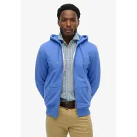 Superdry pour homme. M2014128E Sweat-shirt zippé Essential Logo bleu (M), Casuel, Coton