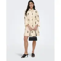 JDY Robe courte JDYTHEA 7/8 EMBROIDERY femmes - Beige - EU M