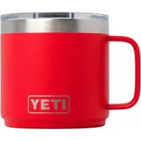 Yeti Rambler Stackable Mug 2.0 14oz Mag Slider Lid, Rescue Red, mug thermos empilable avec couvercle, 414 ml