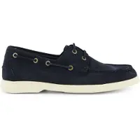 HUGO BOSS pour homme. 50563130 Chaussures de bateau en daim contrasté bleu marine (45), Plat, Cuir, Lacets, Casuel