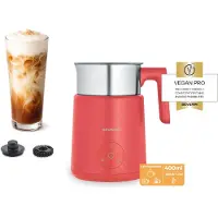 Severin Mousseur à lait à induction, électrique, avec récipient en acier inoxydable, moussage à froid et à chaud, fonction chocolat, également adapté au Boisson végétaleien, rose, SM 3595