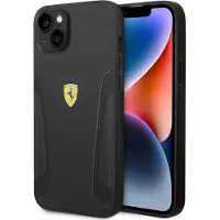 Ferrari Étui en cuir noir pour iPhone 14 Plus