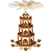 Casaria Pyramide de Noël en bois 6 bougeoirs - brun