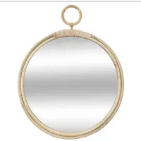 Atmosphera Miroir/miroir mural rond D38 cm rotin beige - Décoration intérieure/accessoires