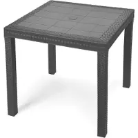 Gardeness Table carrée d'extérieur pour jardin, 80 x 80 cm, en osier synthétique, avec pieds réglables et trou central pour parasol Nasa - Noir