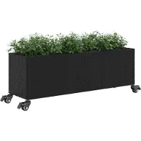 vidaXL Lit surélevé avec roulettes & 3 compartiments Noir 107x32x38cm Poly rotin