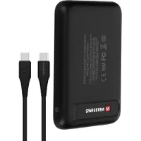 Swissten 5000mAh MagSafe Powerbank avec pad magnétique et adhésif, USB-C 20W - Noir