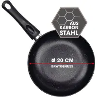 DS Produkte Poêle en acier au carbone BRATMAXX | Ø 20 cm | Double revêtement antiadhésif | Pour rôtir, cuire et faire revenir | Convient à tous les types de cuisinières | Noir