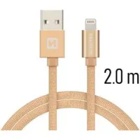 Swissten Textile Fast Charge 3A Câble Lightning de données et de charge 2m
