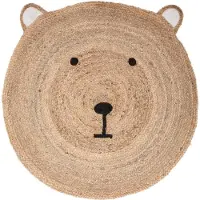 Atmosphera Tapis de jute, tête d'ours D.100, beige moyen (100 cm)