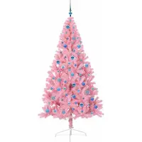 vidaXL Sapin de Noël artificiel pré-éclairé Rose 240 cm PVC