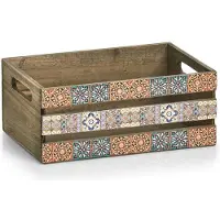 Zeller 15192 Boîte de rangement Rectangulaire Papier, Contre-plaqué, Bois Multicolore, Bois