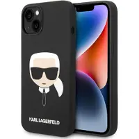 Karl Lagerfeld KLHMP14MSLKHBK iPhone 14 Plus 6,7" coque rigide czarny/black Silicone Karl's Head Magsafe (Apple iPhone 14 Plus), Coque pour téléphone portable, Noir