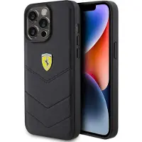 Ferrari Coque matelassée en métal avec logo pour iPhone 15 Pro Max 6,7" Noir - FEHCP15XRDUK