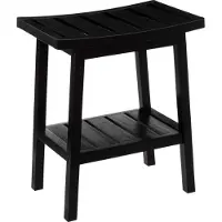 5 Five Tabouret avec petit rangement d'appoint en bambou - Noir- L 40 x H 46 cm