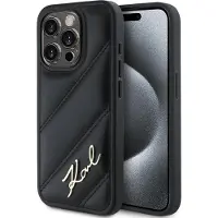 Karl Lagerfeld Coque matelassée diagonale noire pour iPhone 15 Pro Max