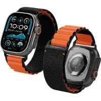 Spigen WBF1 Bracelet pour Apple Watch 44 / 45 / 46 / 49 mm - Noir et Orange (44 mm, 45 mm, 46 mm, 49 mm, Nylon), Sangles de montre, Orange, Noir