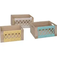 Atmosphera Lot De 3 Cagettes Bois - Australie Multicolore