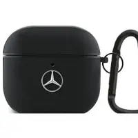 Mercedes Mea4Cslbk Housse Airpods 4 Czarny/Cuir noir Logo en métal