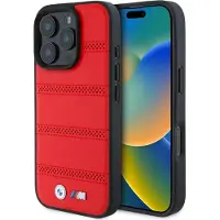BMW BMHMP16X23PUSPR Apple iPhone 16 Pro Max hardcase M Ligne perforée et surpiquée MagSafe rouge
