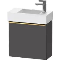 Duravit D-Neo, sous-lavabo en console suspendu, 484x440x222mm, 1 porte, charnières à droite, avec poignée or poli, DE4219R34490000