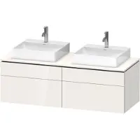 Duravit L-Cube Meuble sous-lavabo en console suspendu, avec plan de toilette en console, 4 tiroirs, pour deux vasques, 1420x482x550mm, LC4872B22220000