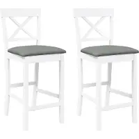 vidaXL Tabouret de bar avec coussin 2 pcs. Blanc Bois massif Hévéa