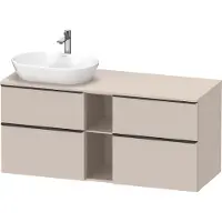Duravit D-Neo Meuble sous-vasque sur console suspendu (découpe à gauche), 1400x664x550mm, 2 tiroirs, 2 compartiments ouverts, avec poignée noir diamant, DE4970LBD910000