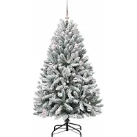 vidaXL Sapin de Noël artificiel Vert et blanc 150 cm PVC et métal