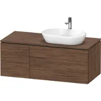 Duravit L-Cube Meuble sous-lavabo en console suspendu, avec plan de toilette en console, 4 tiroirs, vasque à droite, 1220x482x550mm, LC4874021210000