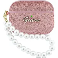 GUESS Housse de protection Glitter Pearl Strap Case pour AirPods Pro 3, rose