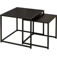 Invicta Design Tables d'appoint Lot de 2 SLIM LINE 50 cm Frêne noir Style industriel Table basse Table