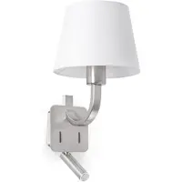 Faro Applique murale ESSENTIAL avec bras de lecture LED nickel mat, blanc