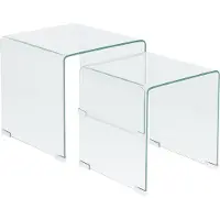 Beliani Set de 2 tables de rangement en verre de sécurité transparent au design moderne minimaliste rectangulaire