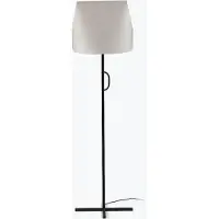 LOREFAR Lampadaire LUANG E27 15W acier noir, parchemin beige L:42cm H:153cm intensité lumineuse variable