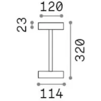 Ideal Lux Lampe de table d'extérieur 347868 TOFFEE avectactile, 320 mm, LED, 2 W, 320/170 lm, 3000 K, IP54, marron, batterie rechargeable, marche/arrêt