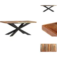 vidaXL Table de salle à manger 180 x 90 x 76 cm Bois massif recyclé - Tables de salle à manger