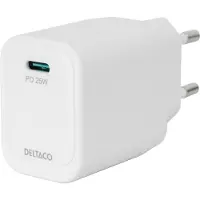 Deltaco USBC-AC158 (25 W, 1 portion), Chargeur USB, Blanc