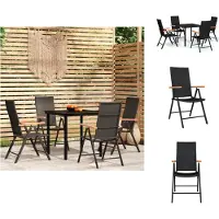 vidaXL Ensemble de jardin 5 pièces noir - Ensemble de meubles de jardin