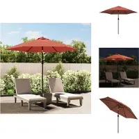 vidaXL Parasol avec lampes LED Mât en acier 300 cm Terrakotta-Rouge - Parasols & Protection solaire