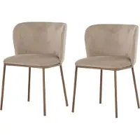 Venture Home Edina chaise de salle à manger velours beige, naturel.