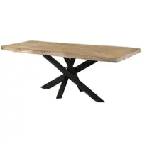 MASSIVMOEBEL24.DE MASSIVMOEBEL24 | Table à manger 200x100x79 en bois de manguier laqué beige / pieds Mikado anthracite mat FREEFORM 5