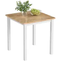 HOMCOM Table à manger 69 x 69 cm, table de cuisine pour 2 à 4 personnes, pour petits espaces, en chêne
